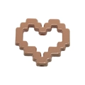 Brown pixel heart acrylic bead with 8-bit cutout design and double holes for DIY jewelry - Baking Paint Heart Frame / Brown