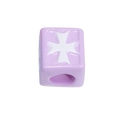 Lavender acrylic cube bead with white cross pattern for DIY jewelry and crafts making - Maltese Cross Square / Purple