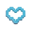 Sky blue pixelated heart acrylic bead with hollow center for DIY jewelry making - Baking Paint Heart Frame / Blue