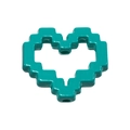 Cyan pixel heart acrylic bead with hollow center for DIY jewelry and phone chains - Baking Paint Heart Frame / Emerald
