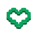 Green pixel art heart bead with hollow design for DIY jewelry and phone chains - Baking Paint Heart Frame / Dark Green
