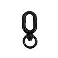 Polished black alloy swivel lobster clasp with oval spring snap for DIY keychains - Black