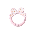 Roze veerring met strik en oranje stippen voor DIY sleutelhangers en accessoires - Grote Strik (Stippen) / Lichtroze