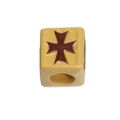 DIY acrylic cream yellow cube bead with cross pattern for handmade jewelry making - Maltese Cross Square / Light Coffee