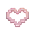 Pink pearlized pixel heart acrylic bead with hollow center for DIY jewelry making - Iridescent Heart Frame / Pink