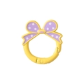 Gele emaille springring sluiting met paarse polkadot strik voor DIY sleutelhangers - Grote Strik (Stippen) / Lichtgeel