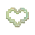 Iridescent light green pixel heart pendant with hollow design for DIY jewelry - Iridescent Heart Frame / Green
