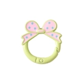 Groene sleutelhanger ring met roze gestipte strik voor DIY hobby accessoires - Grote Strik (Stippen) / Lentegroen