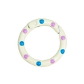 Cream round spring gate ring with blue and purple polka dots for DIY keychains - Two-color Polka Dot / Beige