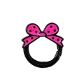 Roze polka dot strik op zwarte veerring voor DIY sleutelhangers en sieraden maken - Grote Strik (Stippen) / Zwart