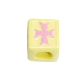 DIY acrylic cube bead in bright yellow with pink glitter cross for jewelry making - Maltese Cross Square / Pale Yellow