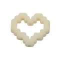 Creamy pixelated heart bead with hollow design for DIY phone chains and jewelry - Flocked Heart Frame / Beige