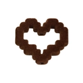 Brown pixel heart pendant with soft flocked texture for DIY jewelry and phone chains - Flocked Heart Frame / Dark Coffee
