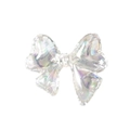 DIY translucent resin bow bead with aurora iridescent finish for jewelry making - Bow Tie / Transparent Iridescent White