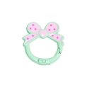 Muntgroene veerring sleutelhanger met roze gestippelde strik DIY accessoires - Grote Strik (Stippen) / Melkachtig Groen