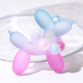 Pink and blue gradient balloon dog pendant with matte finish for DIY accessories - With Colored Beads / Blue + Pink