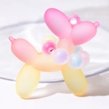 Pink to yellow gradient balloon dog pendant with matte resin finish and beads - With Colored Beads / Pink and Yellow