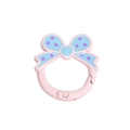 Roze legering veerring sluiting met lichtblauwe strik en hartje DIY accessoire - Grote Strik (Stippen) / Lichtroze
