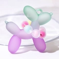 Frosted matte balloon dog pendant in green and purple resin for DIY keychains - Green and Purplish Red