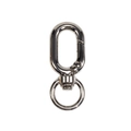 Bright silver alloy swivel snap hook with spring ring for DIY keychains and bags - White K/Silver