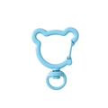 Light blue bear shaped metal spring ring with matte finish and 360-degree swivel clasp - Bear with Spring Clasp / Blue
