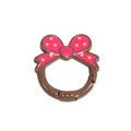 Bruine legering springring met roze polkadot strik en hartje DIY accessoire - Grote Strik (Stippen) / Donkere Koffie