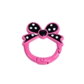 Roze sleutelhanger met zwart-witte polkadot strik en hartvormig detail erop - Grote Strik (Stippen) / Roze Paars