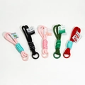 Handmade braided keychain set in five vibrant colors with metal rings for bags and DIY - Double Cord Multicolor