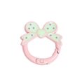 Roze strik-veerring met groen hart detail voor DIY sleutelhanger accessoires - Grote Strik (Stippen) / Dieproze
