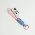 Pink and blue hand-woven lanyard keychain with a metal spring ring and woven label - Single Cord Pink