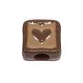 Brown acrylic square beads with heart pattern for DIY jewelry making and necklaces - Large Hole Square / Dark Coffee