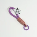 Handmade purple braided keychain loop with pink accent and metallic spring buckle - Single Cord Purple