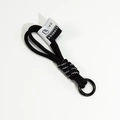 Handmade black braided lanyard with dinosaur tag and matte black metal key ring - Double Cord Black