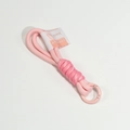 Pink hand-woven keychain strap with metal spring ring and CURRENT fabric label - Double Cord Pink Style 1