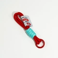 Handmade red braided rope keychain with light blue wrap and red metal ring for bags - Double Cord Red