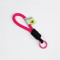 Handwoven bright pink nylon keychain lanyard with metal clasp for bags and phones - Single Cord Rose Red