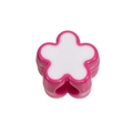 Pink and white acrylic five-petal flower bead with center hole for DIY jewelry making - Large Hole Flower / Rose Red