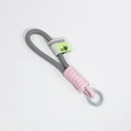 Handmade gray and pink braided lanyard with a round clasp for phones and bags - Single Cord Light Gray