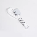 Handmade white braided rope keychain with letter tag and black decorative accents - Double Cord White