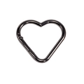 Gunmetal grey heart-shaped carabiner clip with spring-loaded metal gate for DIY keychain - Gun Black