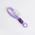 Handwoven purple nylon lanyard with circular metal clip and decorative fabric label - Double Cord Purple