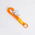 Handwoven vibrant orange nylon lanyard keychain with rich label and metal spring hook - Double Cord Orange