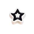 Black and white acrylic star bead with center hole for DIY necklace jewelry making - Large Hole Star / White