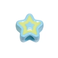 Star-shaped acrylic bead with light blue and lime green layers for DIY jewelry crafting - Large Hole Star / Light Blue