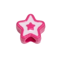 Star-shaped acrylic DIY beads in pink and white with hole for jewelry making - Large Hole Star / Rose Red