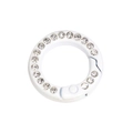 White enamel spring ring buckle with crystal rhinestones for DIY keychain making - Mini Round Rhinestone Ring / White