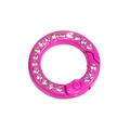 Sparkling rose red round spring ring buckle with full rhinestone inlay for keychains - Mini Round Rhinestone Ring / Rose Red