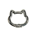 Polished silver cat-shaped spring ring clasp for DIY keychains and accessories - Mini Cat Head / White K/Silver