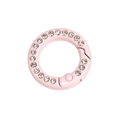 Pink candy color round spring ring buckle with clear crystal rhinestones for accessories - Mini Round Rhinestone Ring / Light Pink