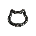 Cat-shaped metal spring ring keychain DIY accessory in gunmetal finish - Mini Cat Head / Gun Black